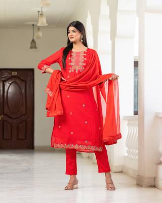 Preksha women's cotton handblock designer kurta & dupatta set 1