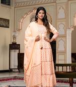 Preksha women's cotton handblock designer kurta & dupatta set