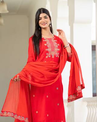 Preksha women's cotton handblock designer kurta & dupatta set 5