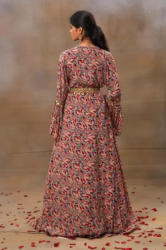 Ivory Printed Lehenga And Cape Set