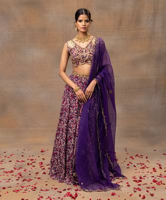 Purple Geometric Printed Lehenga Set 1