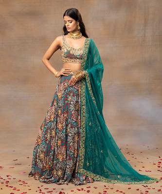 Green Embroidered Lehenga Set 2