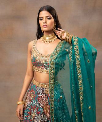 Green Embroidered Lehenga Set 3