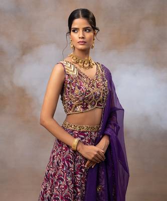 Purple Geometric Printed Lehenga Set 3