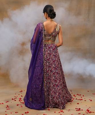 Purple Geometric Printed Lehenga Set 4