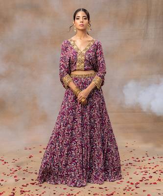Purple Printed Lehenga Set 1