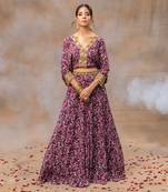 Purple Printed Lehenga Set