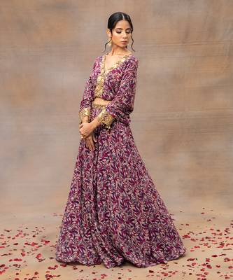 Purple Printed Lehenga Set 2