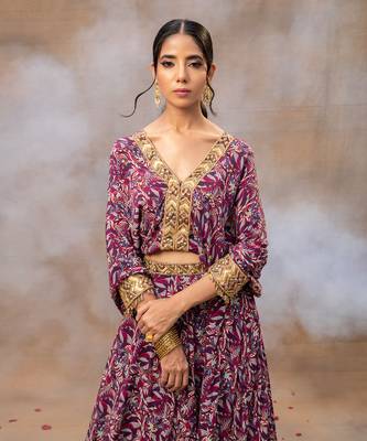 Purple Printed Lehenga Set 3