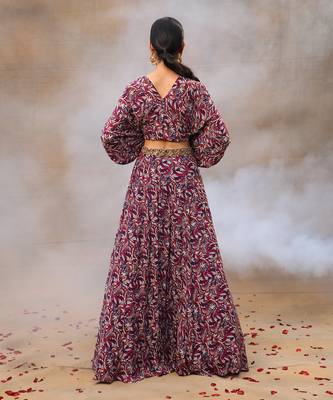 Purple Printed Lehenga Set 4