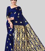 BLUE WOVEN KANJIVARAM SILK SAREE WITH BLOUSE PIECE