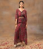 Pink printed drape dress