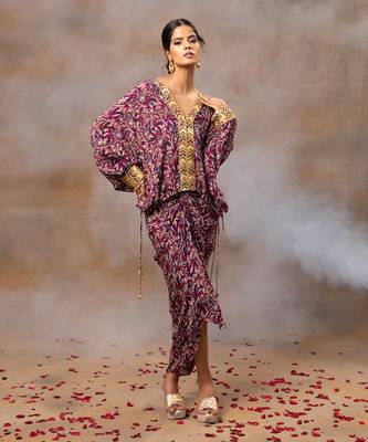 Purple printed skirt set 1