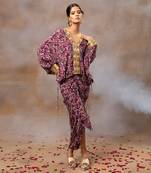 Purple printed skirt set