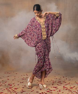 Purple printed skirt set 2