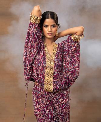 Purple printed skirt set 3