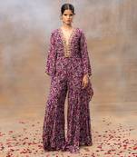 Purple printed kaftan jumpsuit