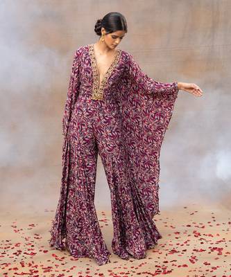 Purple printed kaftan jumpsuit 2