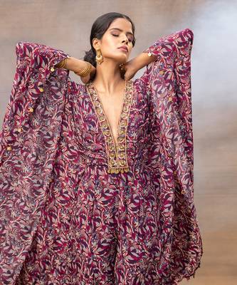 Purple printed kaftan jumpsuit 3