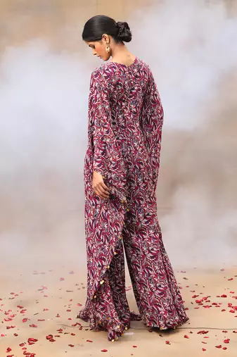 Purple printed kaftan jumpsuit