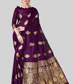 WINE WOVEN KANJIVARAM SILK SAREE WITH BLOUSE PIECE