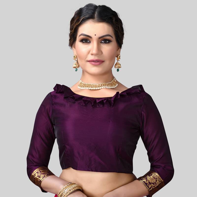 WINE WOVEN KANJIVARAM SILK SAREE WITH BLOUSE PIECE