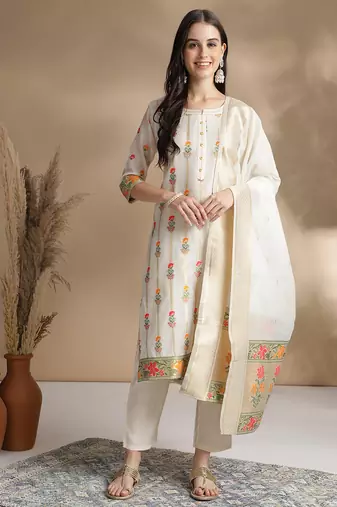 Rajgranth women's jacquard fabric jacquard print kurta set with duppata