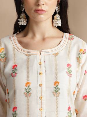 Rajgranth women's jacquard fabric jacquard print kurta set with duppata 4
