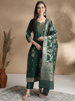 Rajgranth women's jacquard fabric jacquard print kurta set with duppata 2