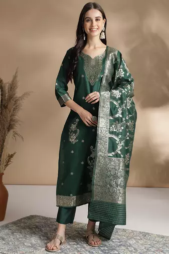Rajgranth women's jacquard fabric jacquard print kurta set with duppata