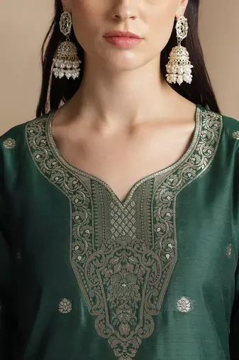 Rajgranth women's jacquard fabric jacquard print kurta set with duppata