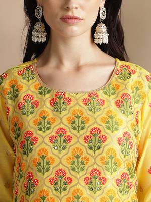 Rajgranth women's jacquard fabric jacquard print kurta set with duppata 4