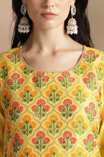 Rajgranth women's jacquard fabric jacquard print kurta set with duppata