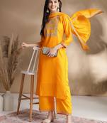 Rajgranth women's vichitra silk fabric embroidered woek kurta set with duppata