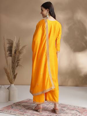 Rajgranth women's vichitra silk fabric embroidered woek kurta set with duppata 2