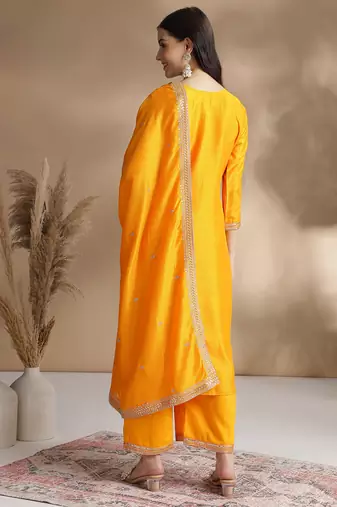 Rajgranth women's vichitra silk fabric embroidered woek kurta set with duppata