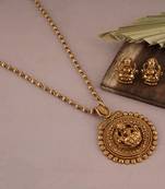BEAUTIFUL GOLD PLATED LAXMI PENDANT SET WITH EARRING | TEMPLE JEWELLERY