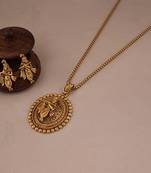 BEAUTIFUL GOLD PLATED KRISHNA PENDANT SET WITH EARRING | TEMPLE JEWELLERY