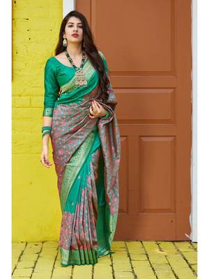 Multicolor Woven Faux Faux Kanjivaram Silk Saree With Blouse Piece 1