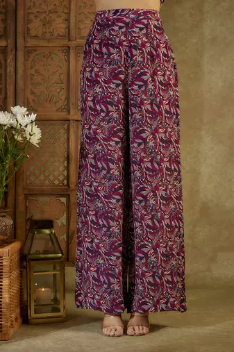Purple printed long kurta set