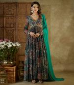 Green printed anarkali set