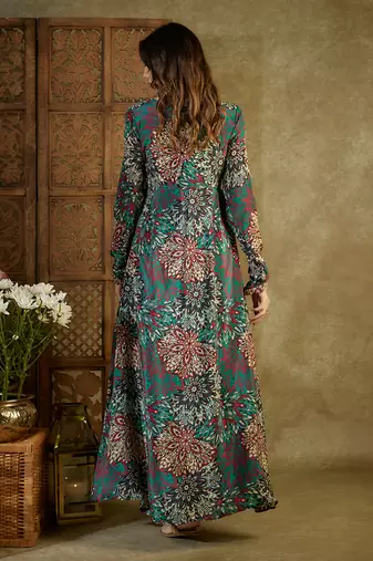 Green printed anarkali set