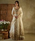Ivory And Gold Embroidered Lehenga Set