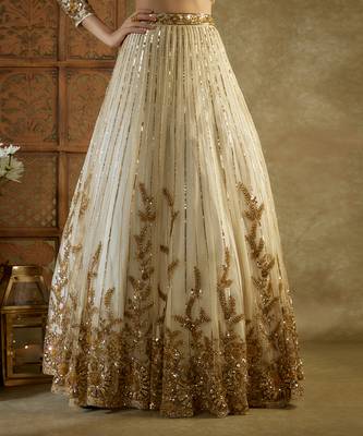 Ivory And Gold Embroidered Lehenga Set 3