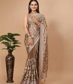 Vairagee  Gold  Soft Rangoli  Silk Embroidery Saree & Blouse Mono Banglory