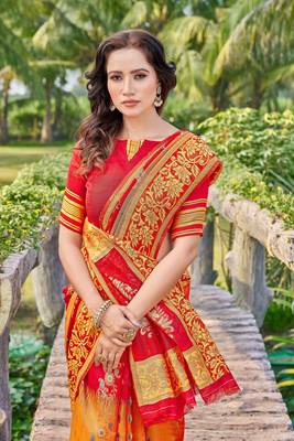 Floral Silk Cotton Zari Saree 4