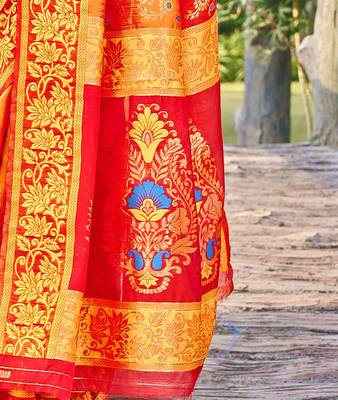 Floral Silk Cotton Zari Saree 5