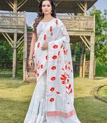 Floral Silk Cotton Zari Saree Without Blouse