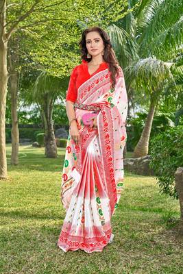 Floral silk cotton zari saree 2