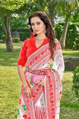 Floral silk cotton zari saree 3